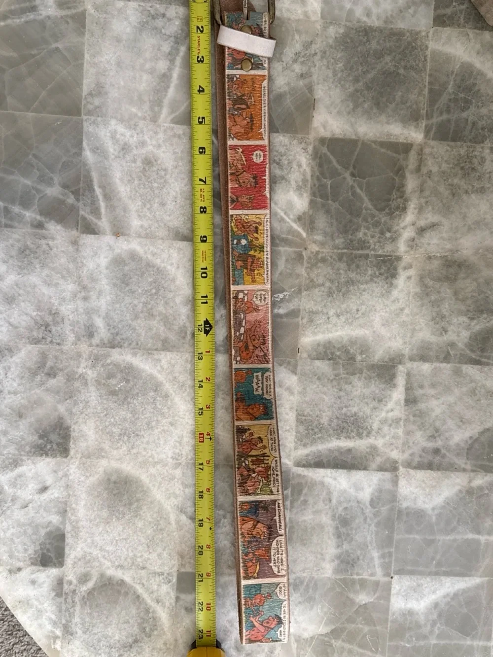 Flintstones comic strip Printed Leather Belt with Tan Backing